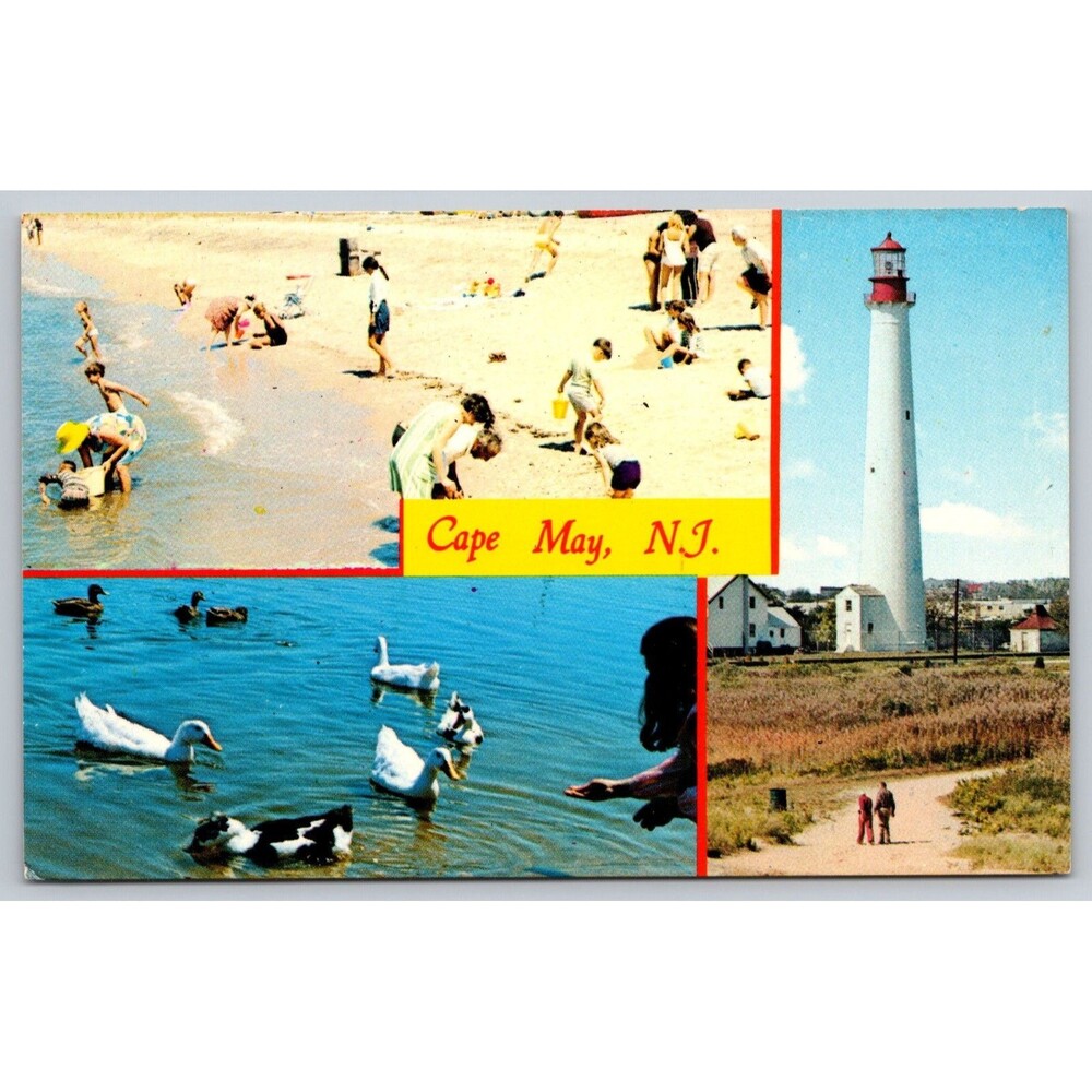 Vintage Postcard New Jersey Cape May Lighthouse Lily Lake Diamonds c1970s NJ